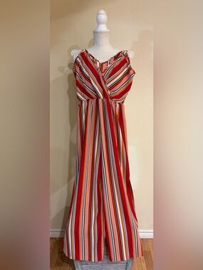 RUE 21 Striped Red Multi-Color V-Neck Women’s Jumpsuit